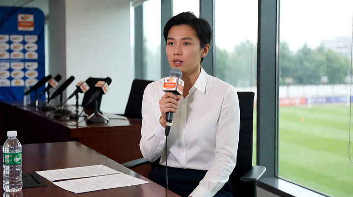 体育赛事新闻发布现场记者采访与报道画面